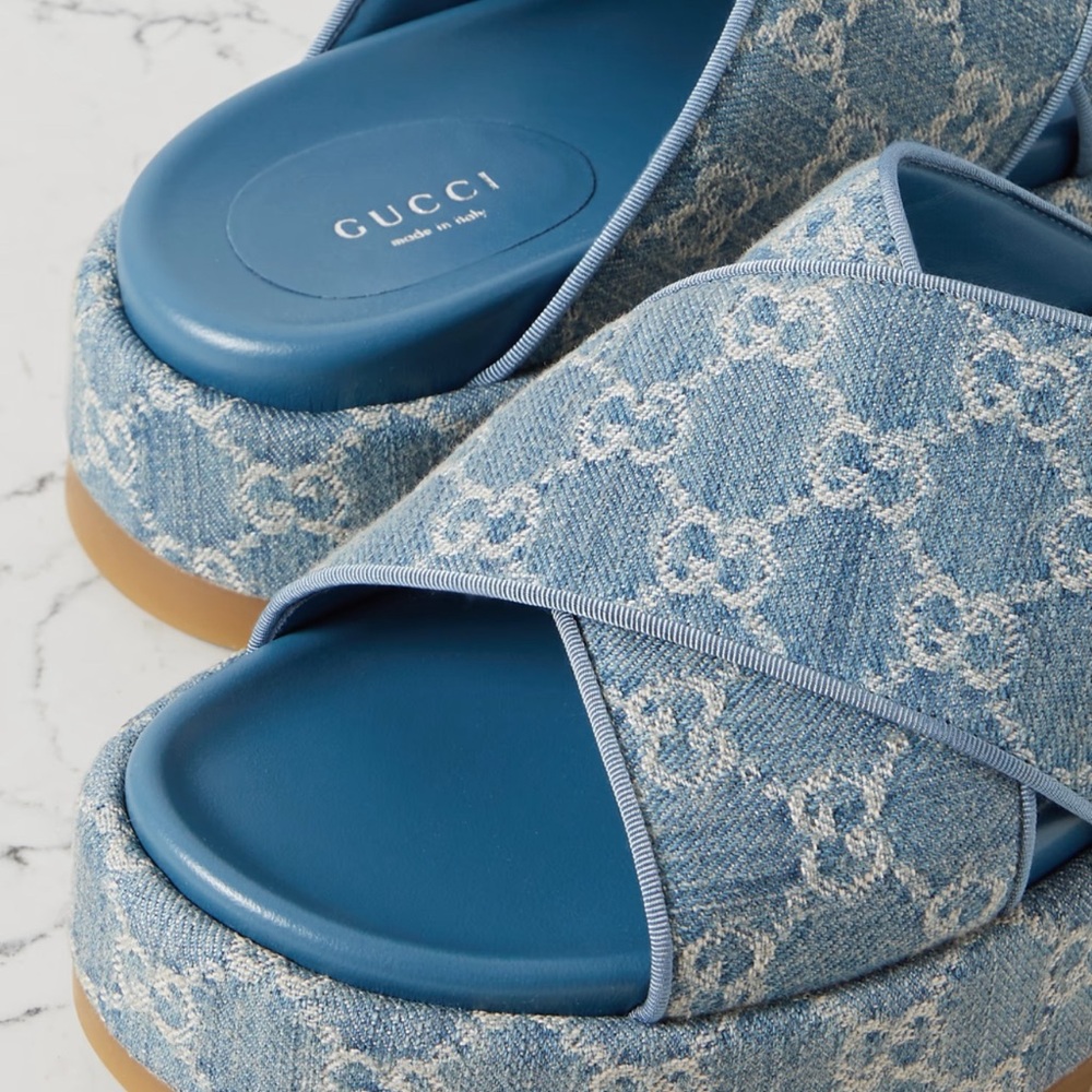 Blue Patterned Slides - Picture 7 of 7